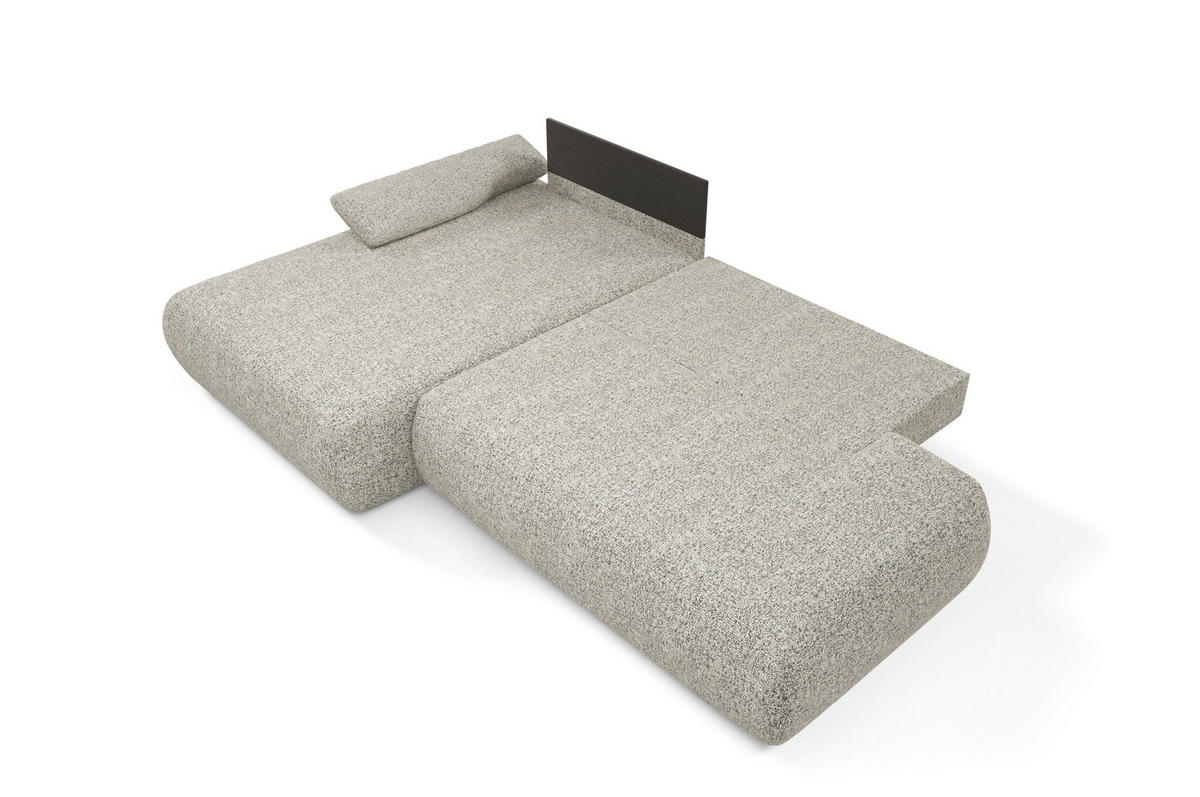 ECKSOFA DELTA L-S Grau Geflochtener Stoff mit Schlaffunktion - Grau, Holz (286/173.5cm) - MASSENO