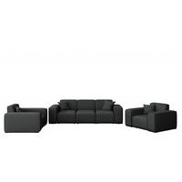 LOUNGEGARNITUR 3 1 1 Gartenmöbel, MALIBU Stoff Odyssey Schwarz - Schwarz, Holz - Kaiser Möbel