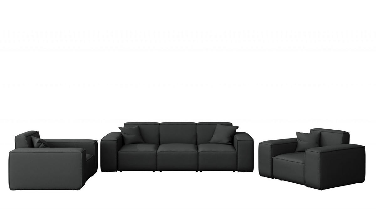 LOUNGEGARNITUR 3 1 1 Gartenmöbel, MALIBU Stoff Odyssey Schwarz - Schwarz, Holz - Kaiser Möbel