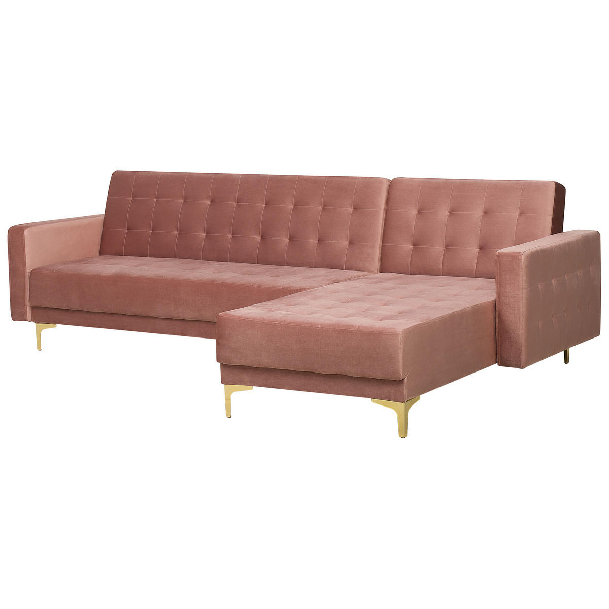 ECKSOFA Samtstoff Rosa rechtsseitig Aberdeen - Pink, Textil (267/168cm) - Beliani