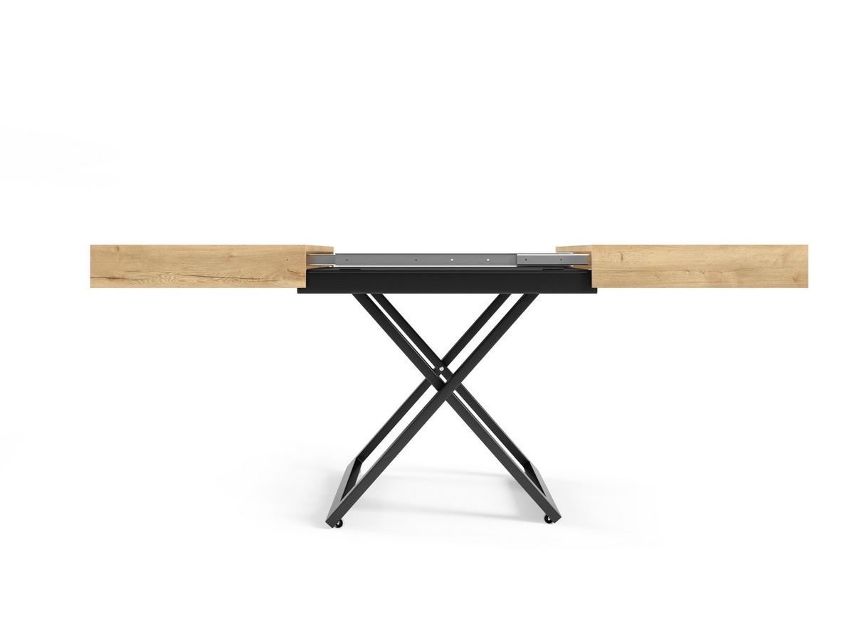 COUCHTISCH SANNA U - Hellbraun/Schwarz, Holzwerkstoff/Metall (80/120/27cm) - Meblini
