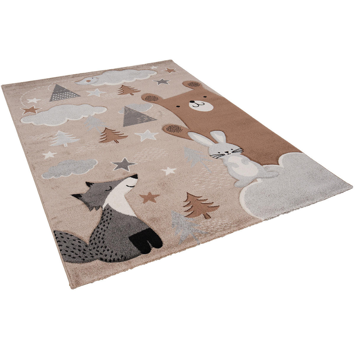 KINDER TEPPICH MAUI KIDS FUCHS UND BÄR - Grau, Textil (120/170cm) - Pergamon