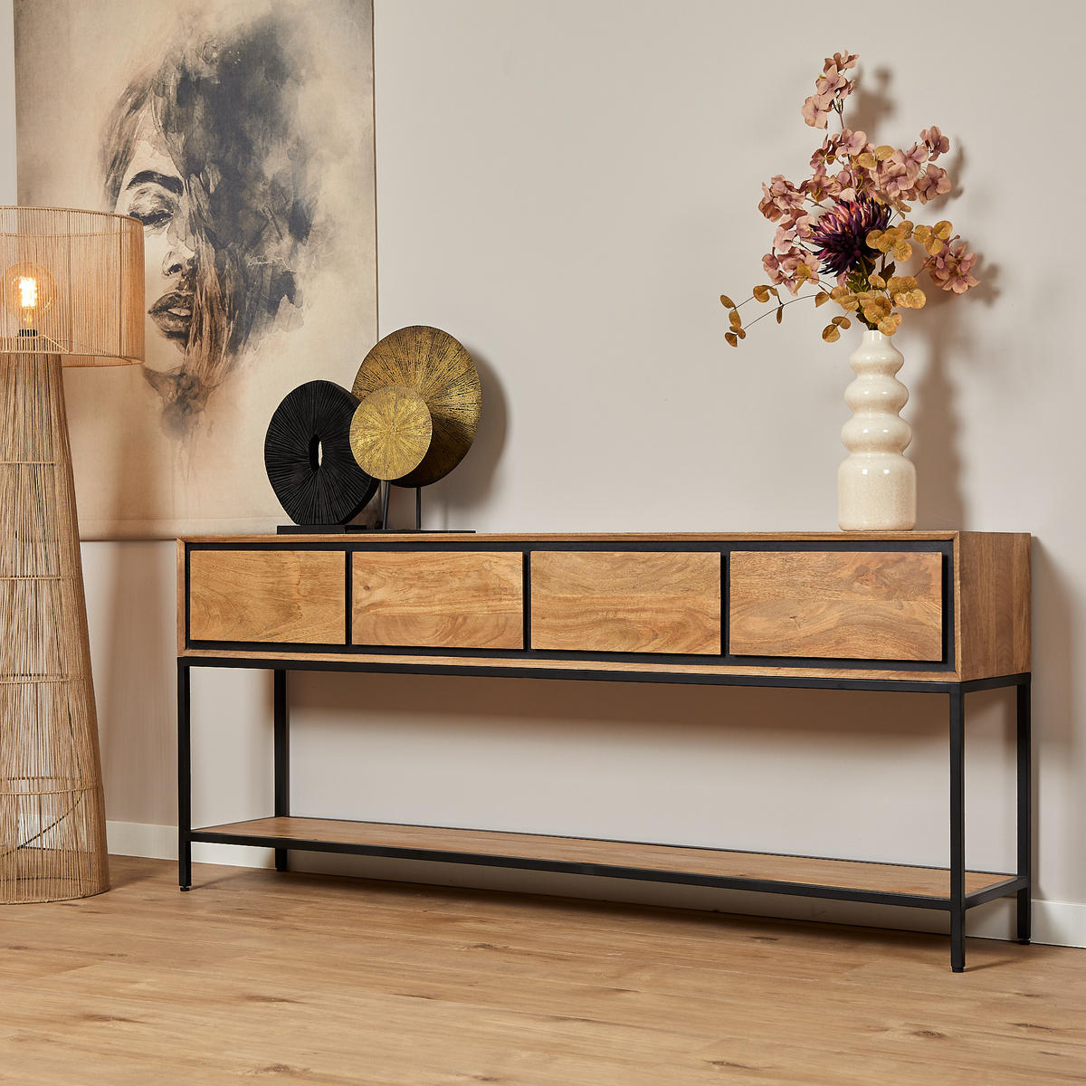 SIDEBOARD Hardwood Mangoholz 180 cm / 35 cm Natur - Naturfarben, Holz (180/76/35cm) - Villa Möbel