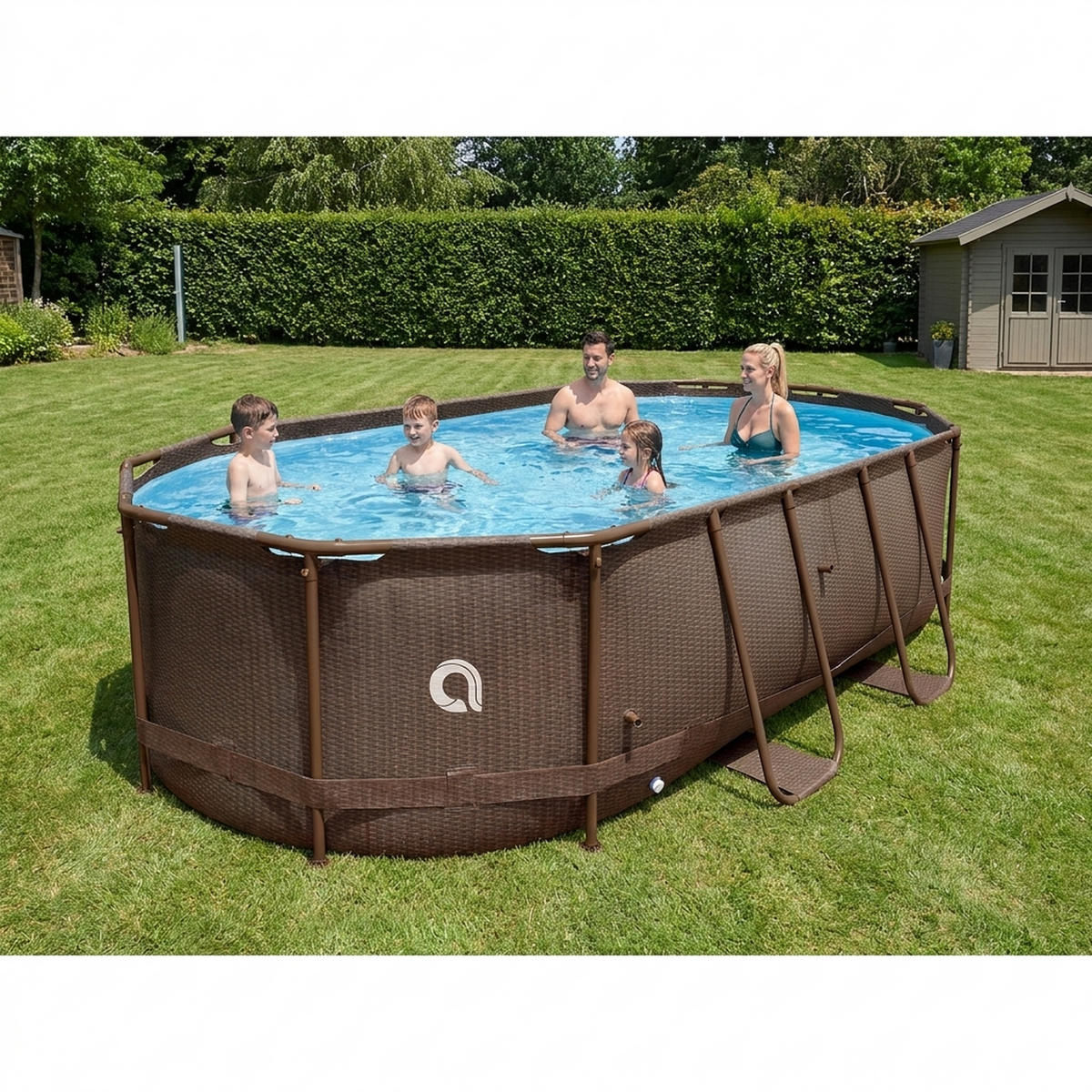 POOL Aufstellpool Framepool oval 427 x 275 x 100 cm braun ohne Filterpumpe - Braun, Kunststoff/Metall (275/100/427cm) - Avenli