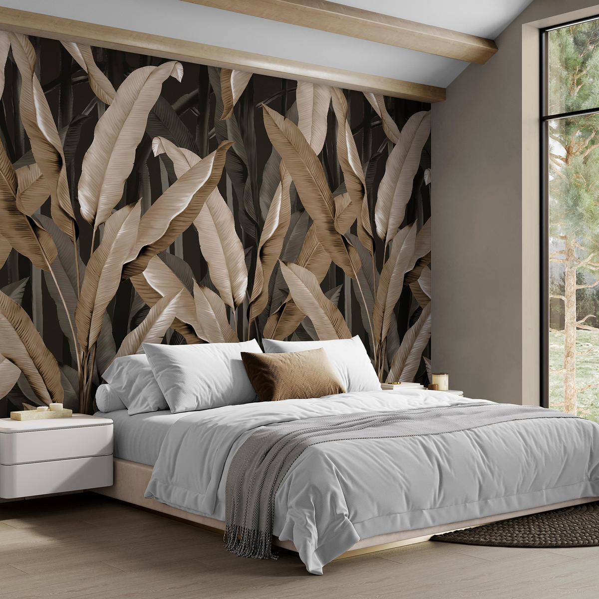 FOTOTAPETE Bananenblatt 280x400cm - Schwarz, Papier/Kunststoff (400/400cm) - Art for the Home
