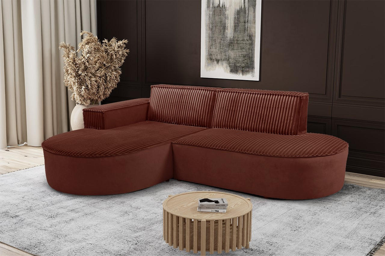 ECKSOFA L-förmiges Modena Soft Kupfer Links - Kupferfarben, Holz (165/236cm) - Kaiser Möbel