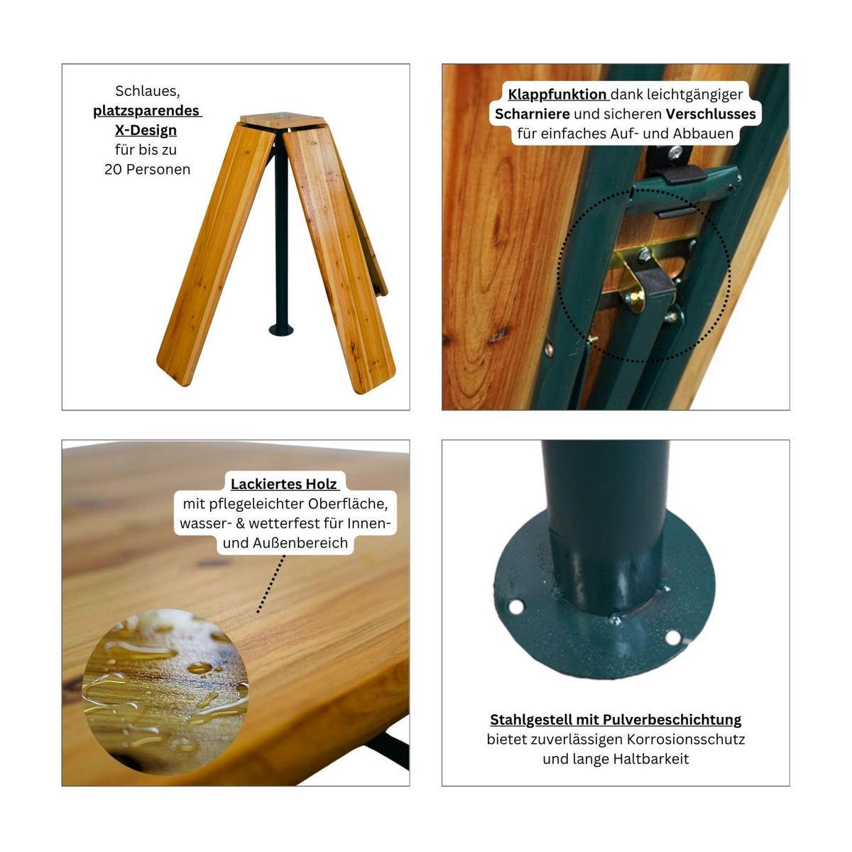 BIERZELTTISCH XXL klappbar 102x240x30cm Holz für 20 Personen - Hellbraun, Holz - CHEFGASTRO