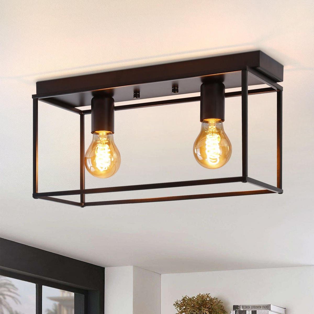 DECKENLEUCHTE Celestyn 38/18/15 cm - Schwarz, Metall (38/18/15cm) - ZMH