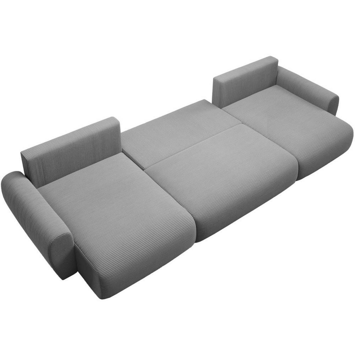 WOHNLANDSCHAFT mit Schlaffunktion Poss U grau - Grau, Textil (395/70/153cm) - Beautysofa