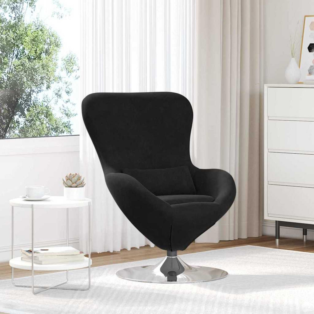 EIERSESSEL 63/73/90 cm Schwarz Samt - Schwarz, Textil (73/90/63cm) - vidaXL