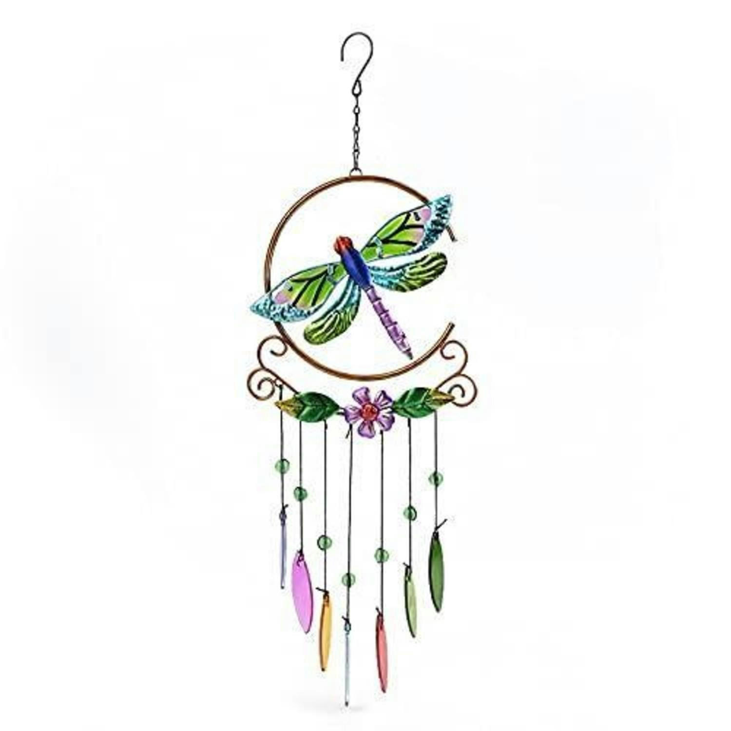 WINDSPIEL Libelle Metall handgefertigt goldfarben 4 Röhren - Multicolor, Metall (56/20/20cm)