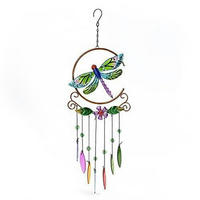 WINDSPIEL Libelle Metall handgefertigt goldfarben 4 Röhren - Multicolor, Metall (56/20/20cm)