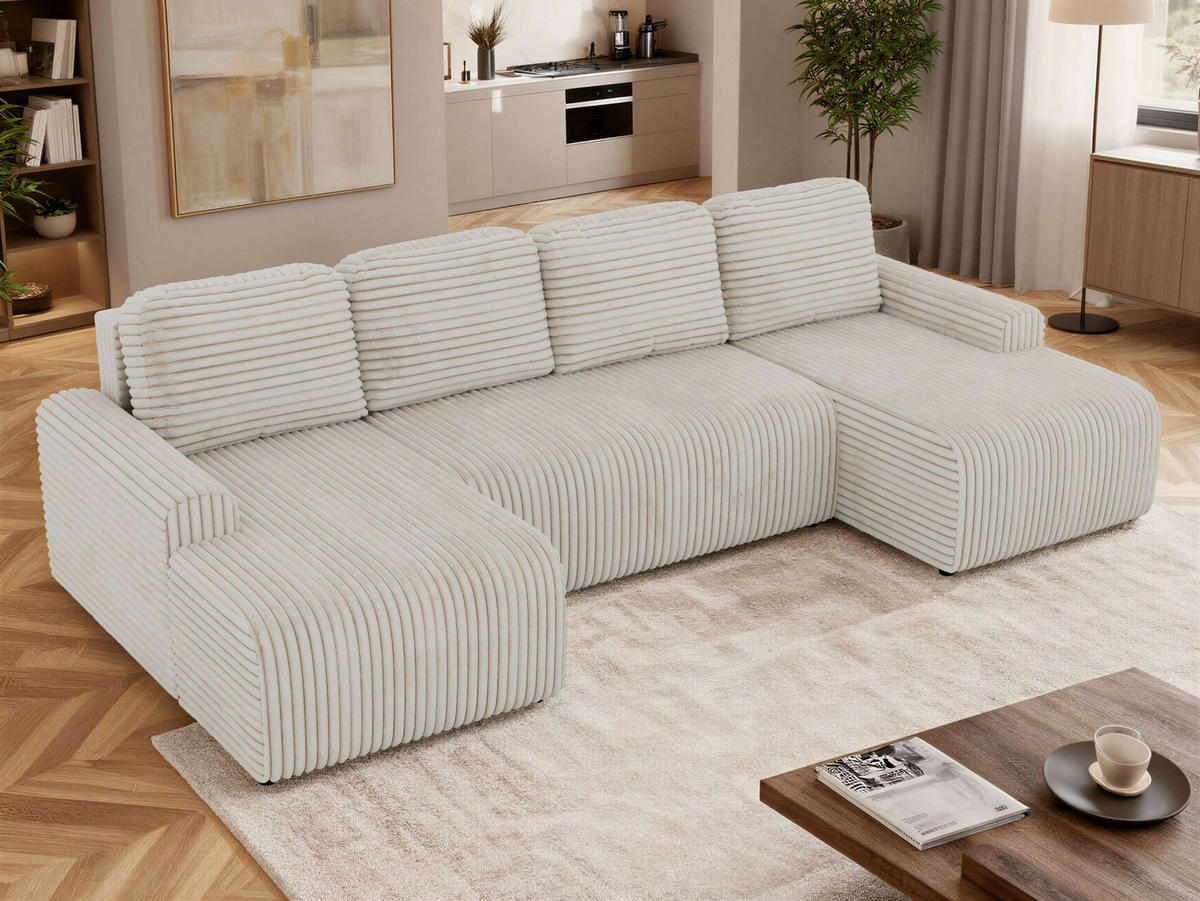 SEDACIA SÚPRAVA NESSARO U Béžová Manšester - čierna/béžová, textil/plast (312/92/151cm) - MKS