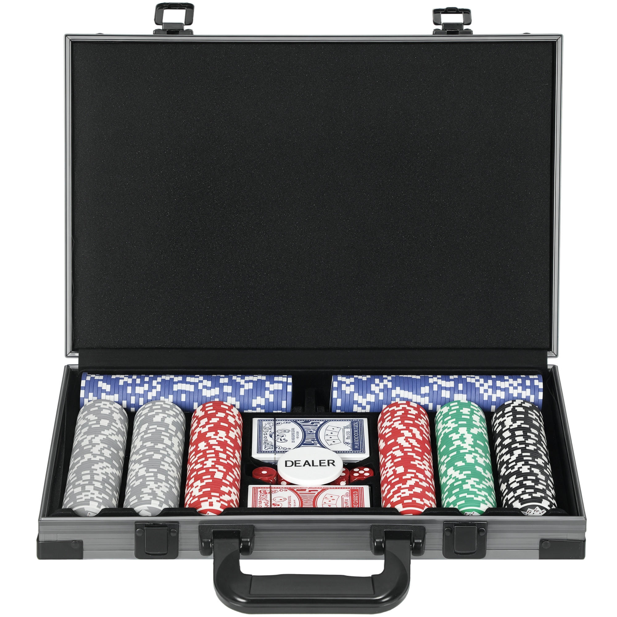 POKERSET DE-10641 400 Chips mit Koffer & Unterlage für 10 Spieler - Grau, Kunststoff (28/39.5cm) - ComfortXL