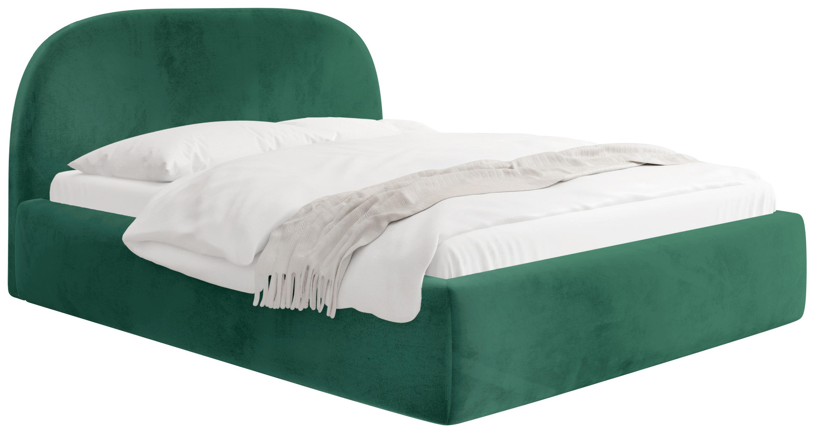 POLSTERBETT Puro mit Bettkasten, Smaragdgrün Samt 120 x 200 cm – mit Metall-Lattenrost - Smaragdgrün/Birkefarben, Kunststoff/Textil (120/200cm) - WFL GROUP