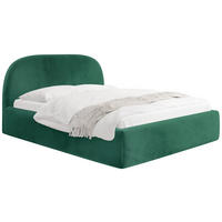 POLSTERBETT Puro mit Bettkasten, Smaragdgrün Samt 140 x 200 cm – mit Metall-Lattenrost - Smaragdgrün/Birkefarben, Kunststoff/Textil (140/200cm) - WFL GROUP