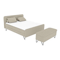 BOXSPRINGBETT LUCIO mit Hocker Bouclé-Stoff Creme 160/200 cm - Creme/Schwarz, Textil/Metall (160/200cm) - 99rooms