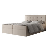 BOXBETT Dahlina 160/200 cm in Creme – mit Bettkasten und Luxus & Funktionalität - Creme/Schwarz, Holz/Holzwerkstoff (160/200cm) - AX Living