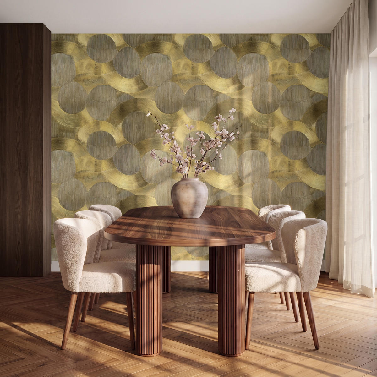 TAPETE - Modern - Geometrisch - Gold - 280x220 cm - Goldfarben, Papier (280/220cm) - OnlyWow