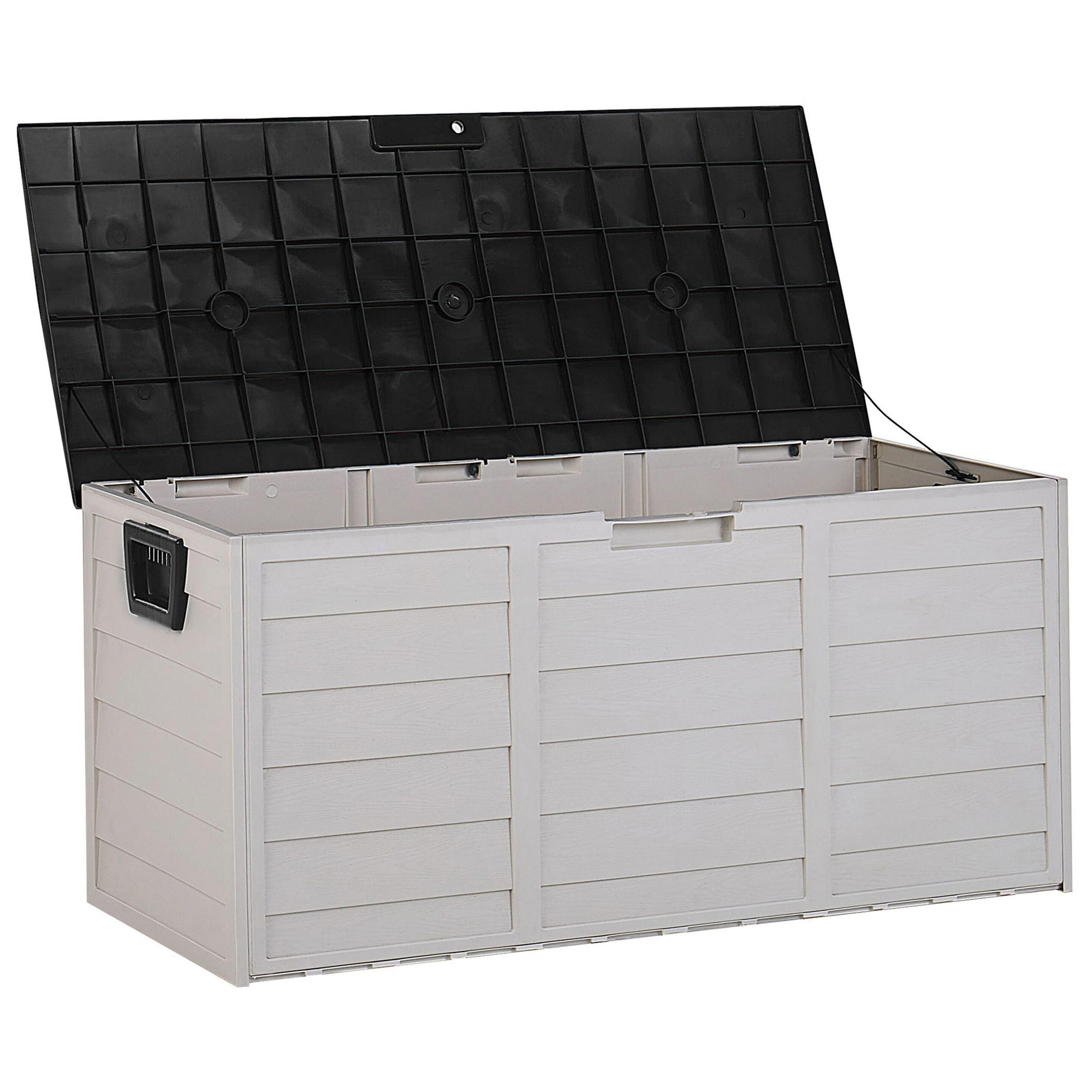 AUFLAGENBOX Kunststoff beige/schwarz 112/50 cm Locarno - Beige/Schwarz, Kunststoff (112/53/50cm) - Beliani