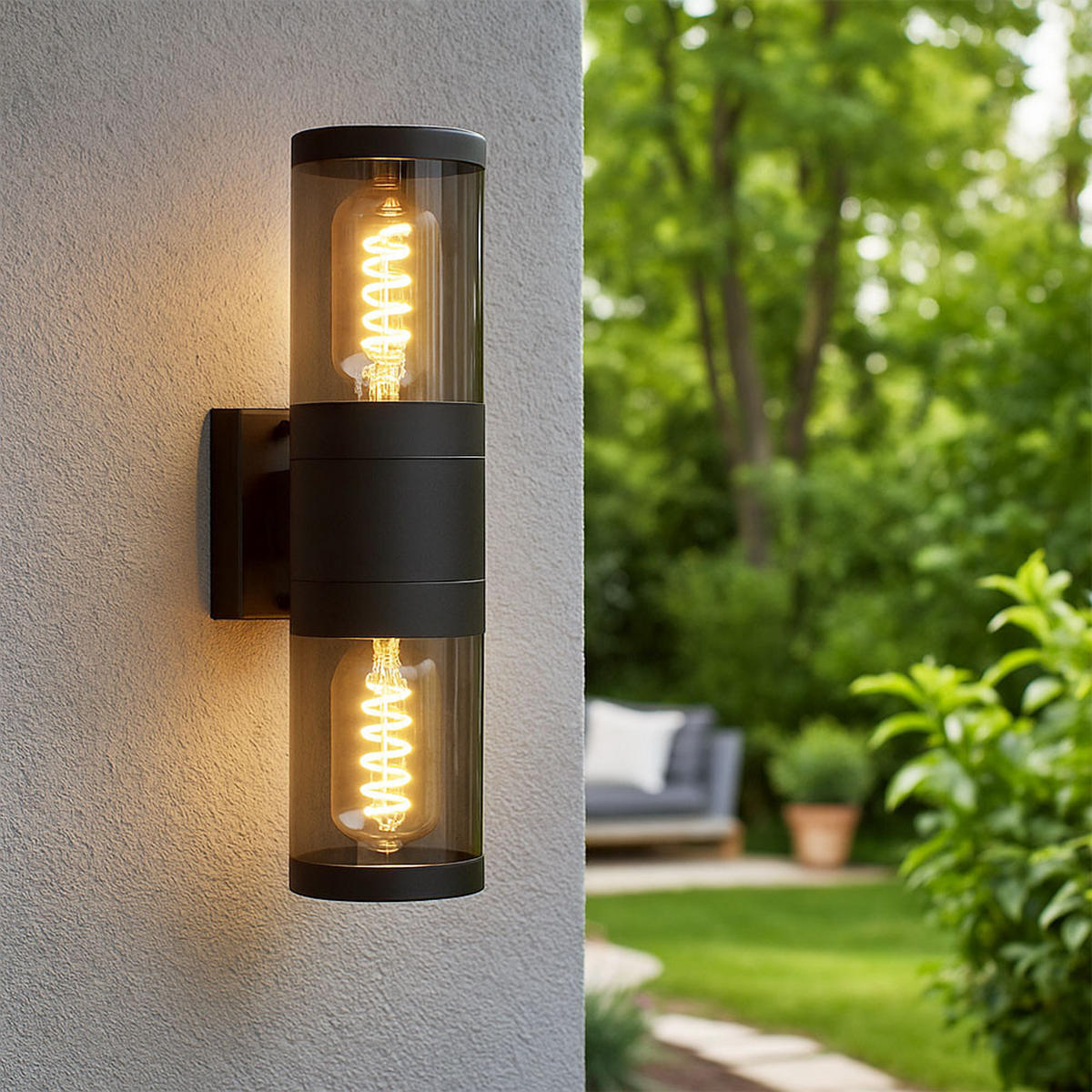 AUSSEN-WANDLEUCHTE Edelstahl Schwarz Rauch - Schwarz, Metall (10.2/38/15.5cm) - Globo Lighting
