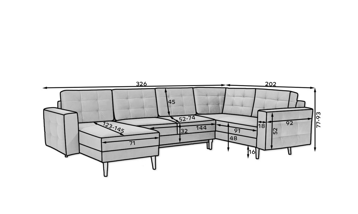 ECKSOFA Asgard U 202/326 cm Dunkelgrün Monolit 37 - Dunkelgrün/Pinienfarben, Holz/Textil (326/202cm) - Eltap
