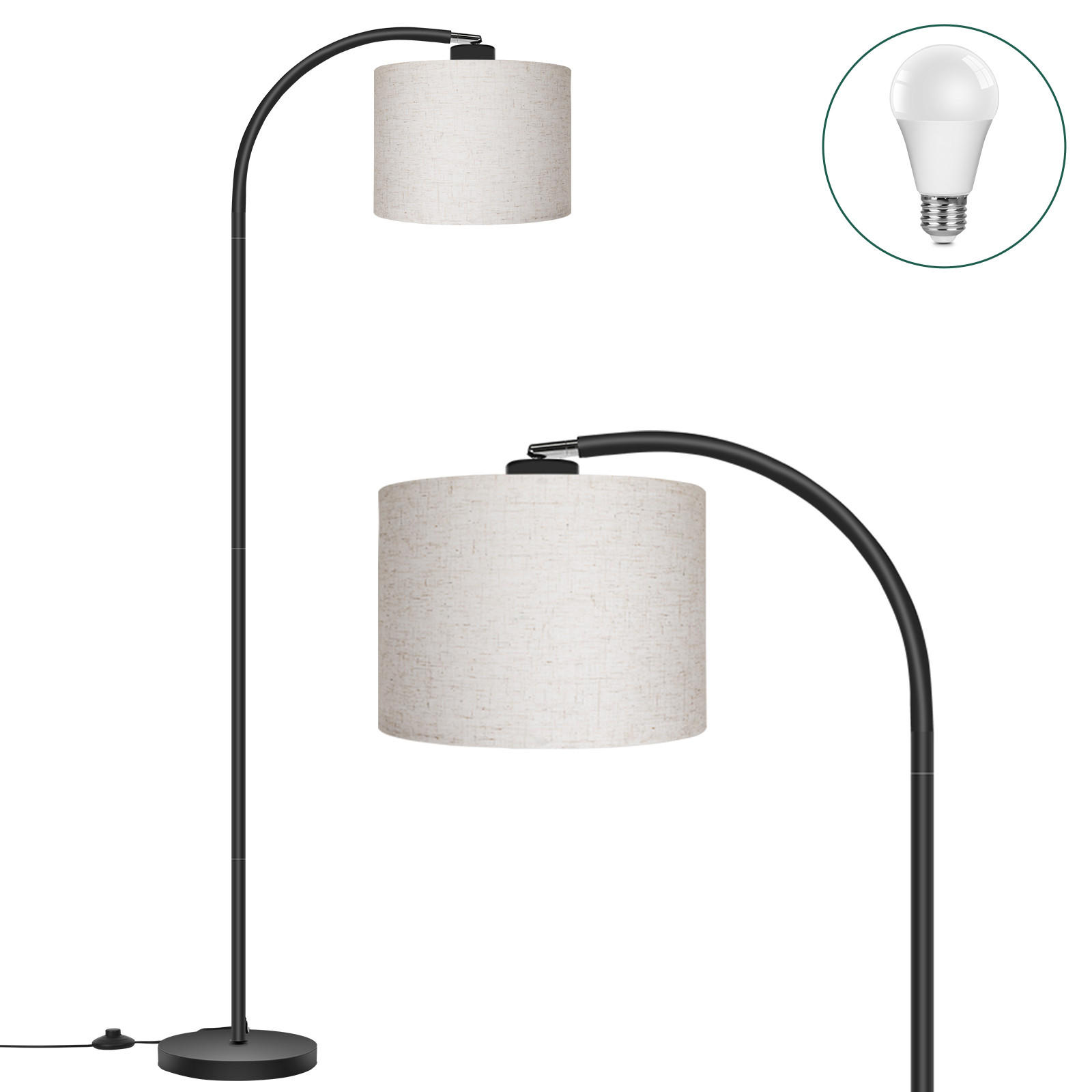 STEHLEUCHTE FL1111A Vintage Design - Schwarz, Metall (25/25/170cm) - LOVHAUS