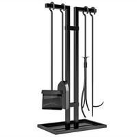 KAMINWERKZEUGSET 5tlg DE-13778 mit Rechteckständer Schwarz - Schwarz, Metall (31/64/20cm) - ComfortXL