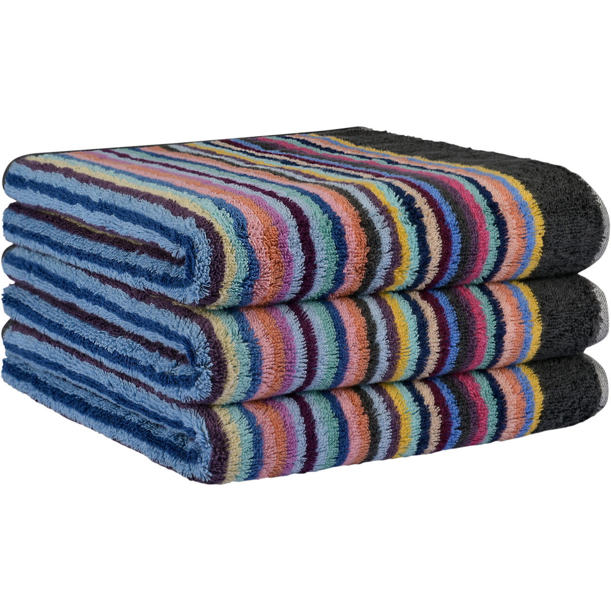 HANDTÜCHER REMAKE STREIFEN 2022 ANTHRAZIT-MULTICOLOR - 18 - Multicolor, Textil (50/100cm) - Cawoe