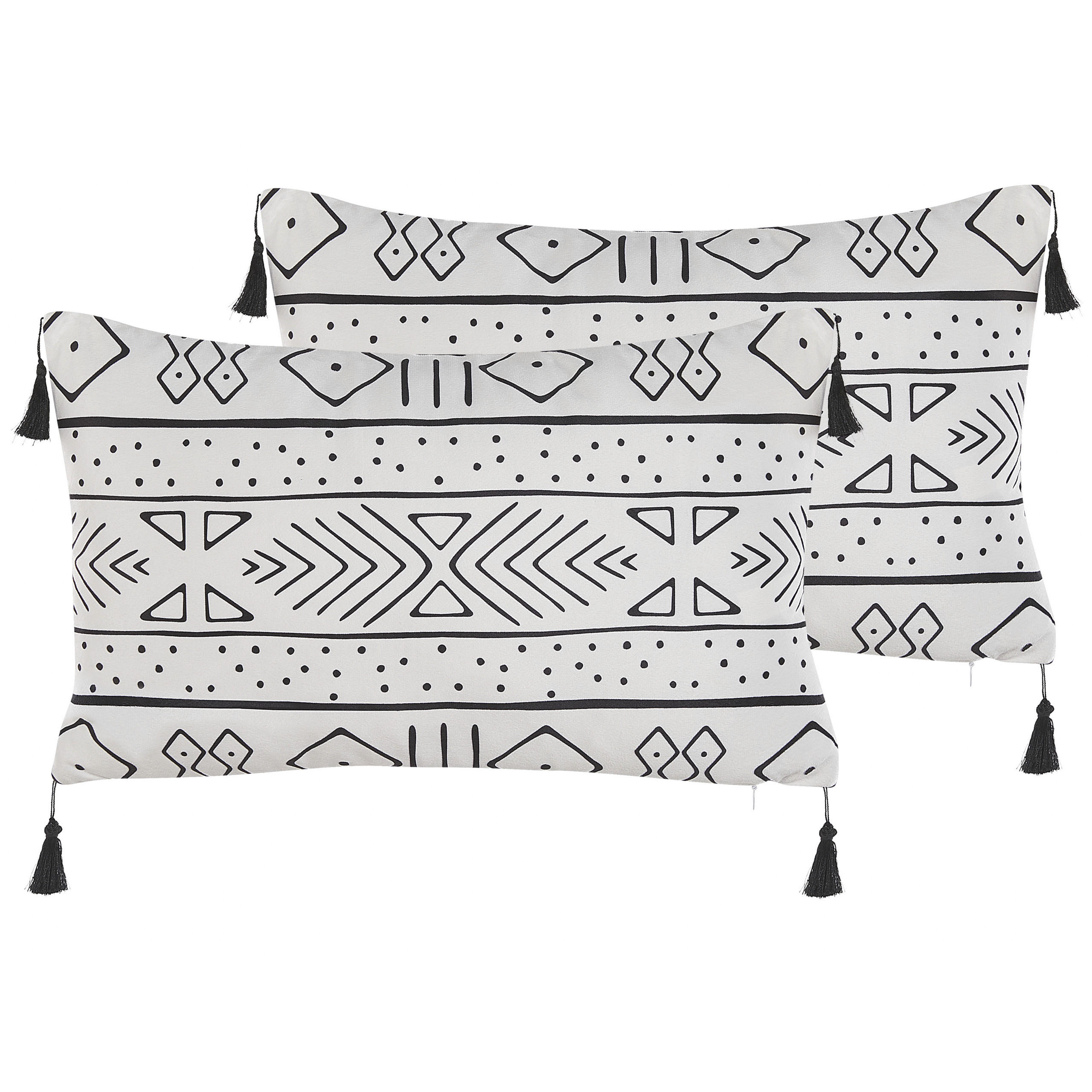 DEKOKISSEN 2er-Set Weiß 30/50 cm Schefflera - Weiß, Textil (30/50cm) - Beliani