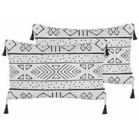 DEKOKISSEN 2er-Set Weiß 30/50 cm Schefflera - Weiß, Textil (30/50cm) - Beliani