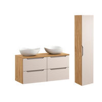 KOUPELNOVÝ NÁBYTEK 120cm Mallory 2er-Set Béžová a dřevo - hnědá, kompozitní dřevo (120/59.5/46cm) - Petits-meubles