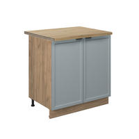 SPÜLENUNTERSCHRANK Fame-Line Hellblau-grau 80 cm mit Regal, AP Eiche - Eiche Wotan/Blaugrau, Holzwerkstoff (80/82/60cm) - Vicco