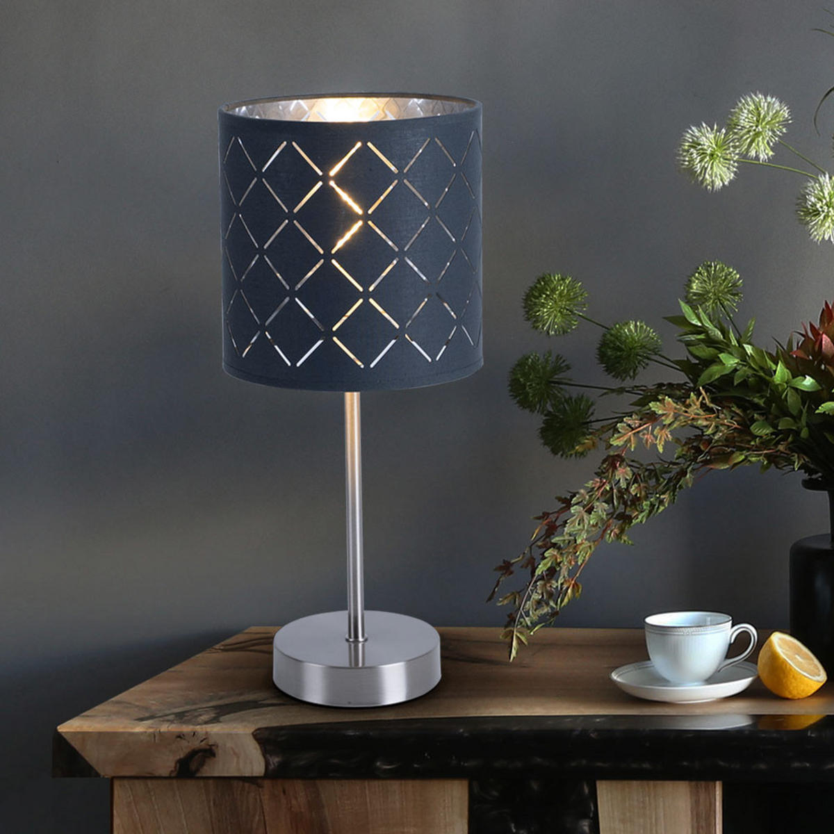 LED TISCHLEUCHTE Kidal grau silber - Grau, Metall (15/15/35cm) - Globo Lighting