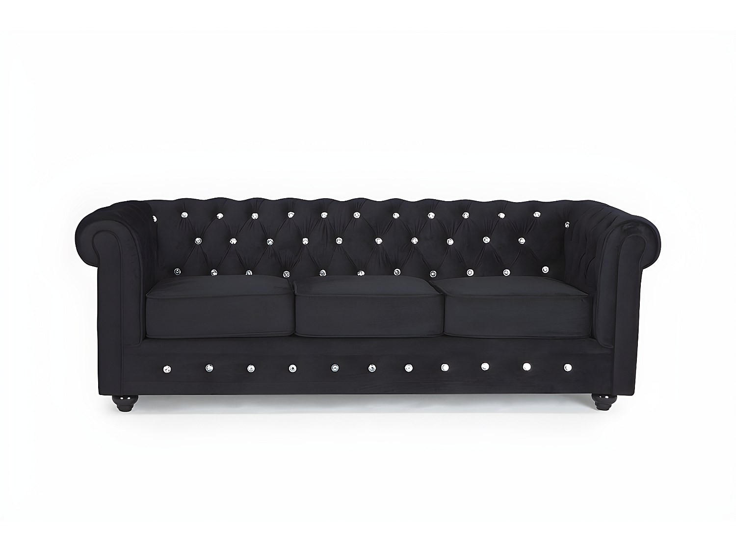 SOFA ohne Schlafmöglichkeit - 3 Personen - Samt, Stoff - Schwarz - - Schwarz, Textil (205/72/88cm) - Vente-Unique