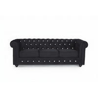 SOFA ohne Schlafmöglichkeit - 3 Personen - Samt, Stoff - Schwarz - - Schwarz, Textil (205/72/88cm) - Vente-Unique