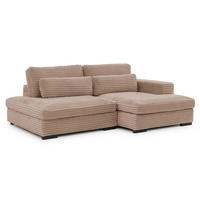 ECKSOFA Wolke mit tiefer Sitzfläche, Schlaffunktion und praktischem Bettkasten aus weichem Beige Cordstoff - Schwarz/Cappuccino, Holz/Kunststoff (225/162cm) - S-Style