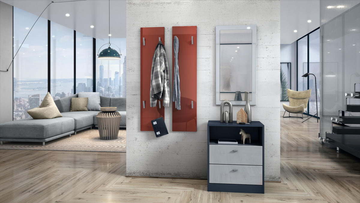 GARDEROBENPANEEL Wandpaneel Bordeaux Hochglanz - Bordeaux, Holzwerkstoff (120/28/2cm) - Vladon