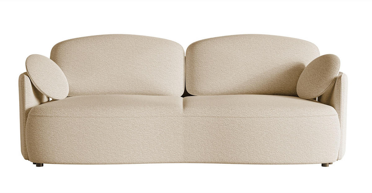SOFA Raviolo Hellbeige mit Bouclé-Bezug - Ecru/Schwarz, Kunststoff/Textil (230/95/103cm) - Selsey