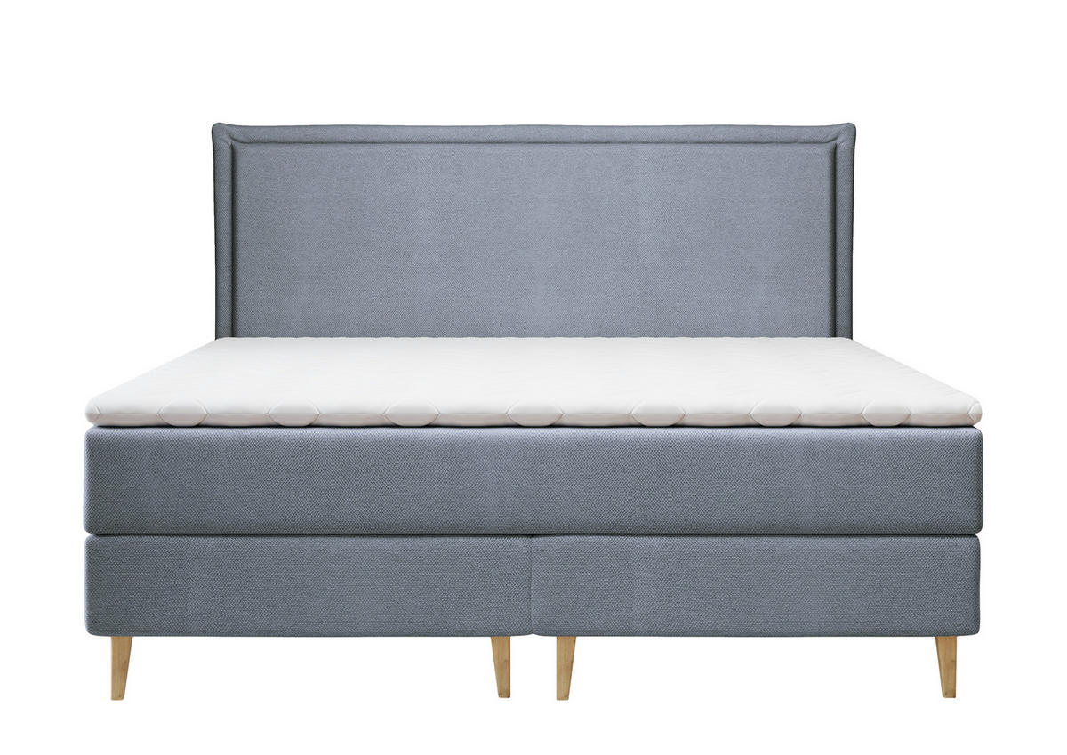 KONTINENTALBETT Calma Blau Grau 200/200 cm mit Bonellmatratze - Blaugrau/Naturfarben, Holz/Holzwerkstoff (200/200cm) - Maison de Reve
