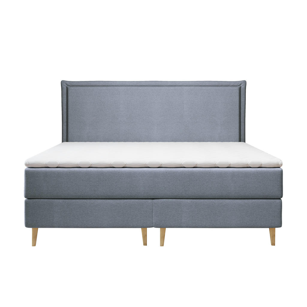 Thumbnail - Maison de Reve Kontinentalbett, Blaugrau, Textil, Buche, Kiefer, H2, Höhe ca. 20 cm, 200x200 cm, Oeko-Tex® Standard 100,...