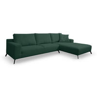 ECKSOFA Aspen in L-Form, Coach Farbe: Grün, Velourstoff, Ottomane Rechts - Grün, Textil (312/187cm) - VENASI MÖBEL