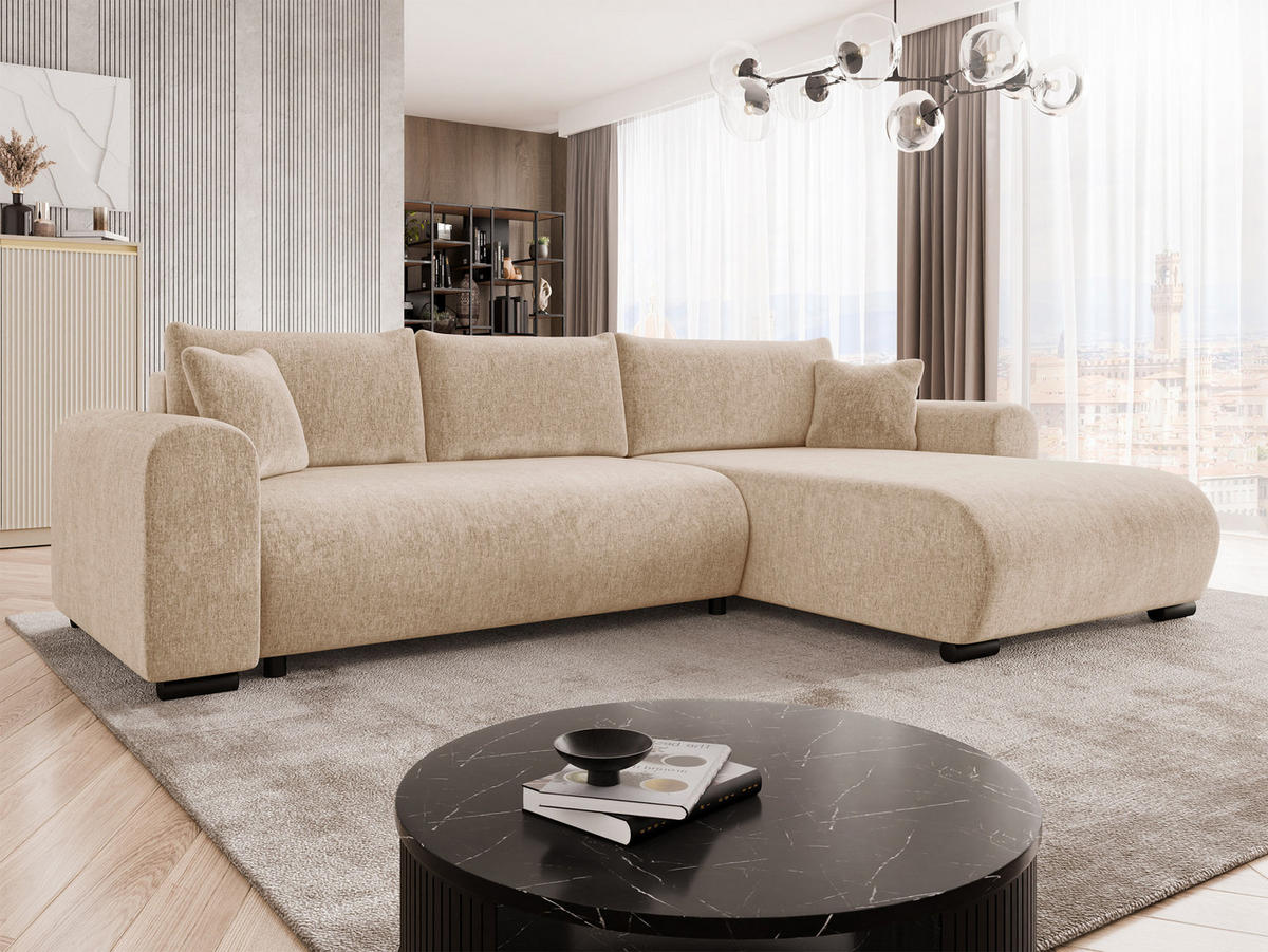 ECKSOFA Merkos - Hellbraun/Schwarz, Holz/Textil (285/188cm) - MIRJAN24