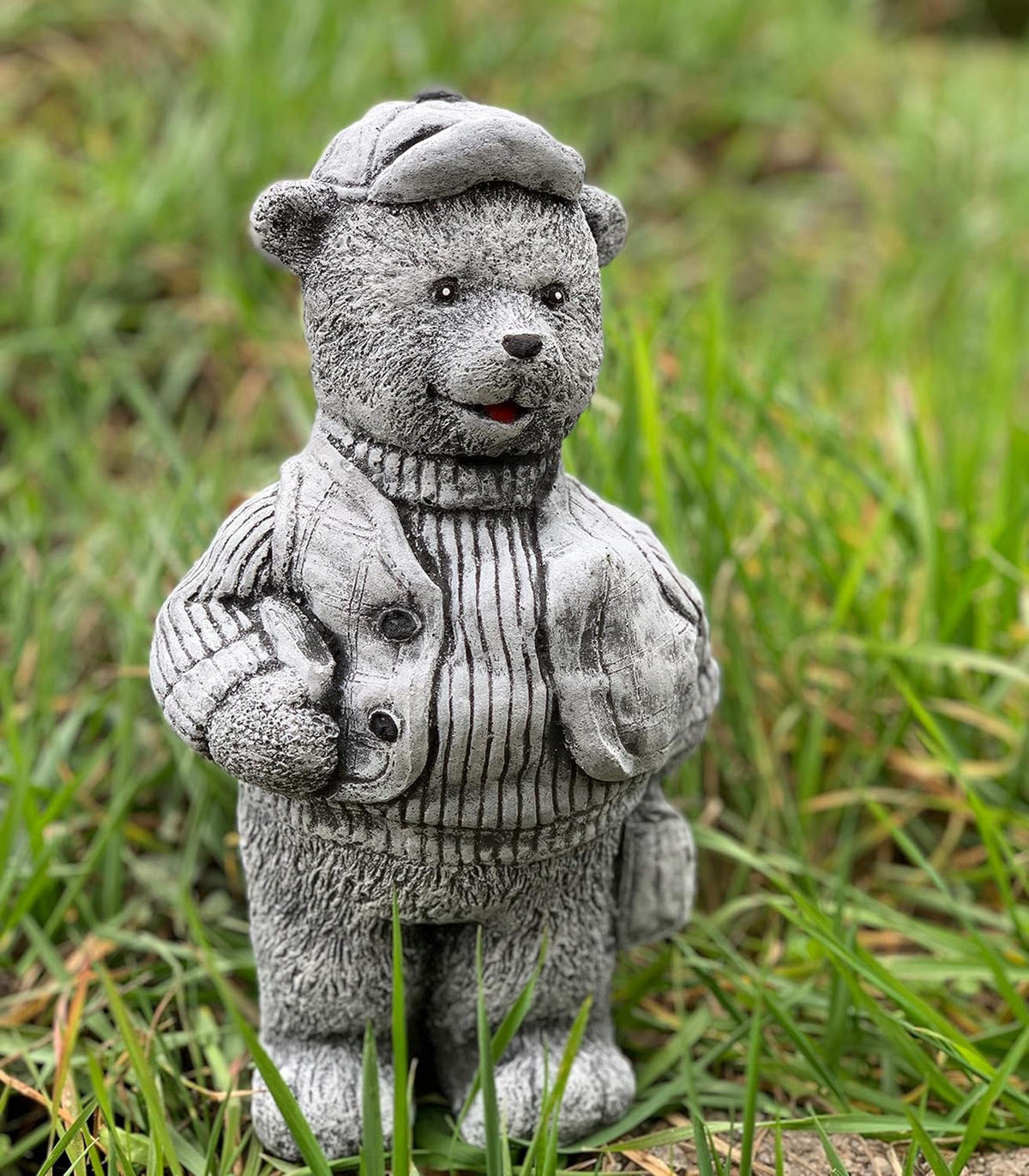 STEINFIGUR Teddy Paul, Frostfest massiver Steinguss - Grau, Stein (15/25/12cm) - stoneandstyle