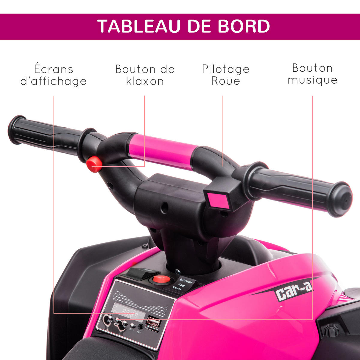 ELEKTRO-QUAD DE-13152 2 Motoren Schwarz/Rosa - Pink, Kunststoff (83/53/55.5cm) - ComfortXL