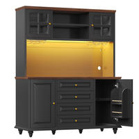 BUFFET DE-38489 140/40/179 cm mit Metall-Weinglashalter Schwarz - Schwarz, Holzwerkstoff (140/179.5/40cm) - ComfortXL