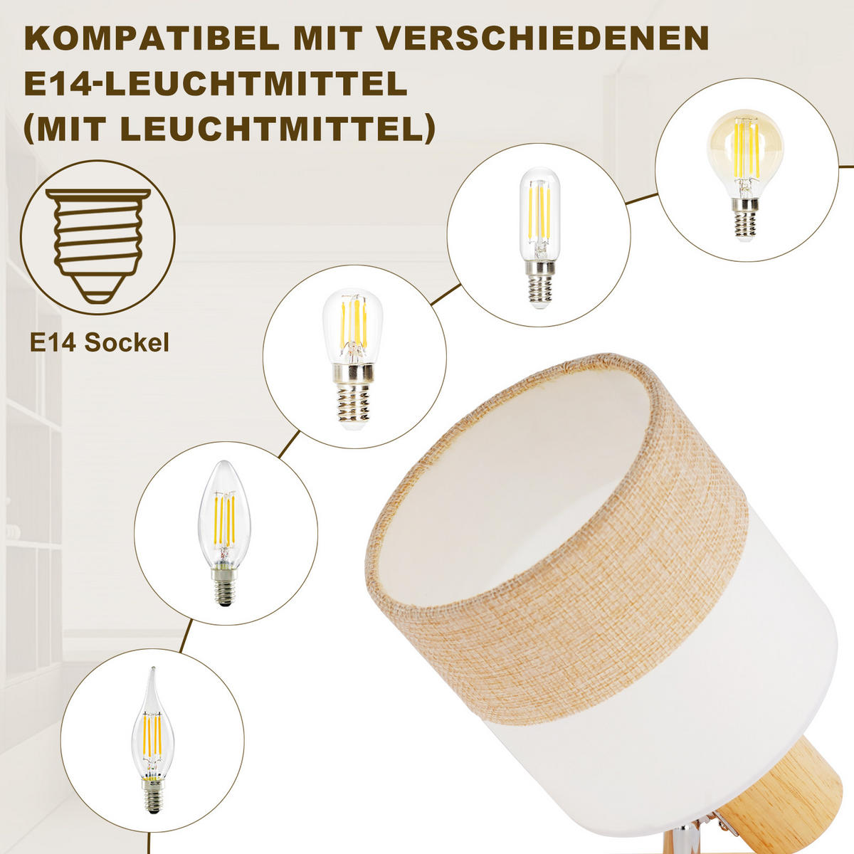 DECKENSTRAHLER Zarau 16/13/28 cm - Beige, Holz (28/16/13cm) - ZMH