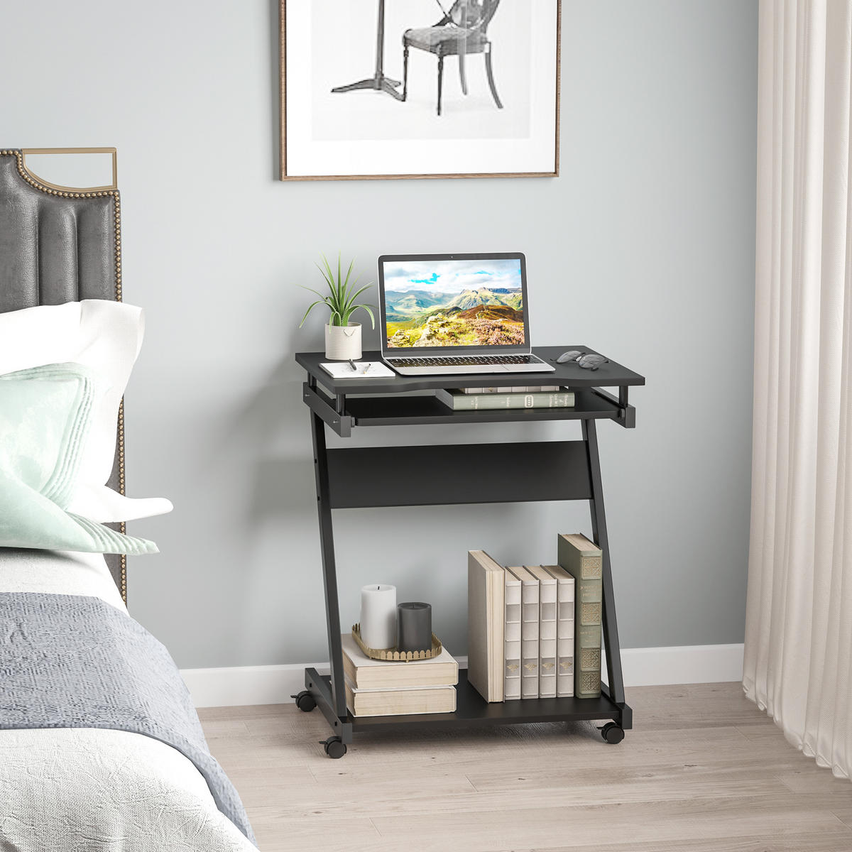 BÜROTISCH Schwarz 1 Stück - Schwarz, Holzwerkstoff (48/73/60cm) - GiPP