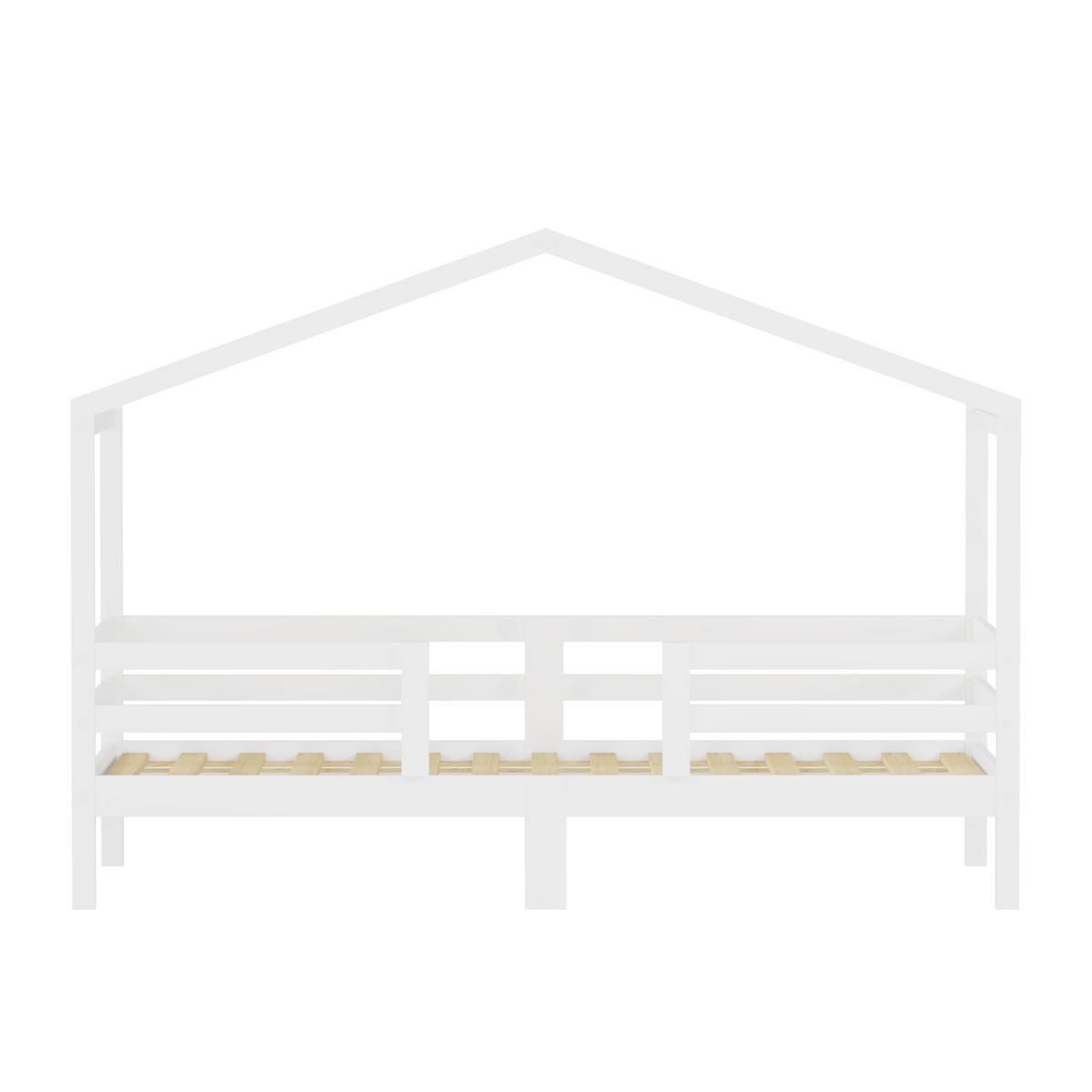 HAUSBETT 90/200 cm mit Rausfallschutz, DE-41909, in Weiß - Weiß, Holzwerkstoff (90/200cm) - ComfortXL