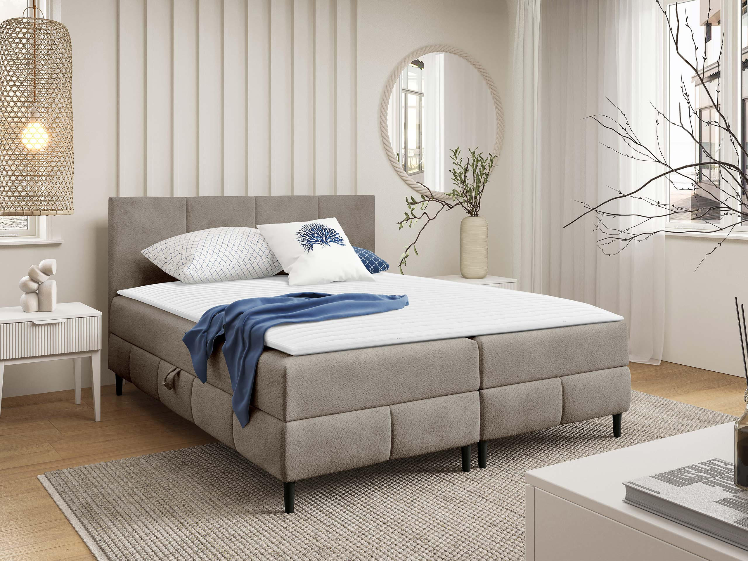 BOXBETT Box Best 2 - Hellbraun/Schwarz, Holz/Holzwerkstoff (140/200cm) - MIRJAN24